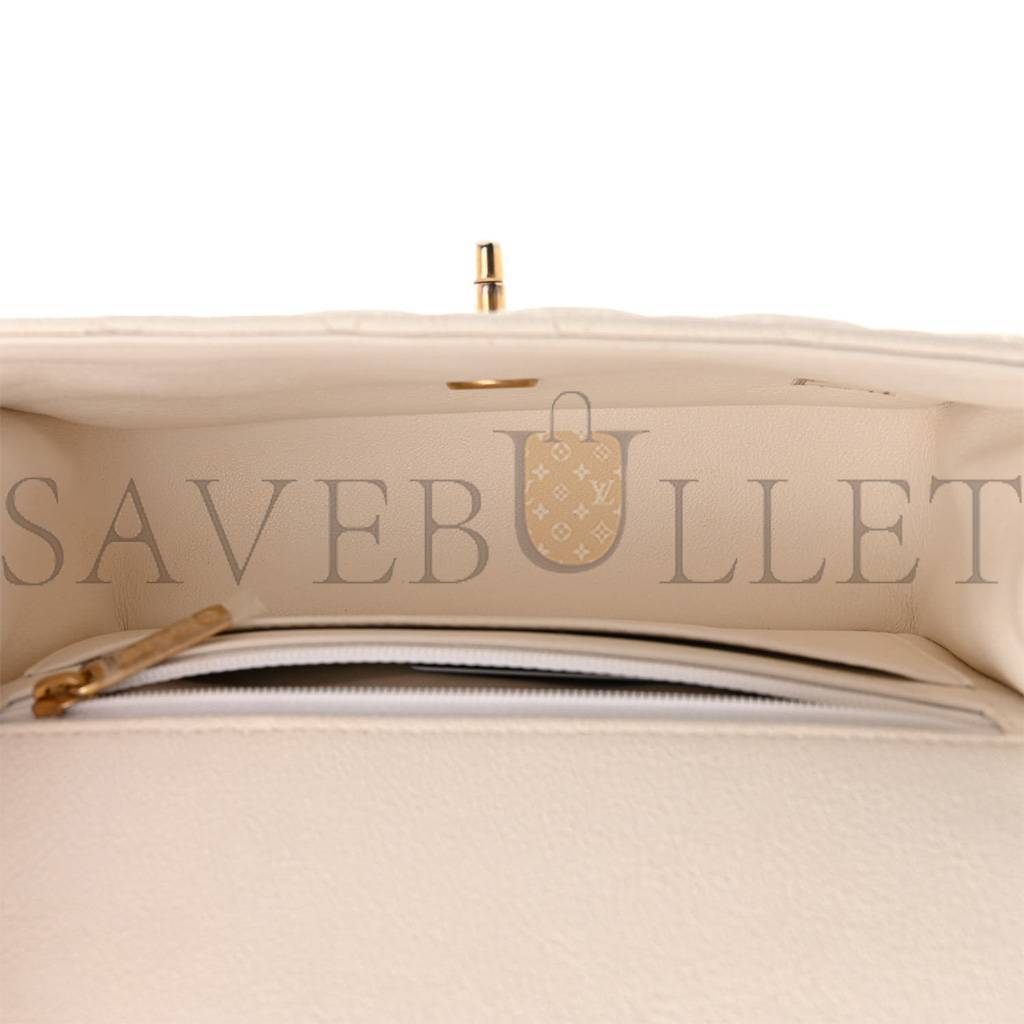 CHANEL MASTER  CAVIAR QUILTED MINI TOP HANDLE RECTANGULAR FLAP WHITE AS2431 (20*13*9cm)